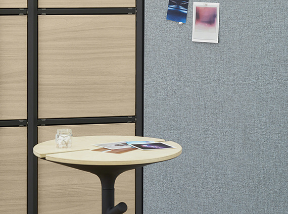 close up yo a Flex active frame and a tall table