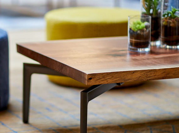 Bassline table with Walnut Top by turnstone